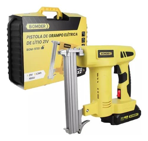 Grampeador Portátil Profissional Elétrico Para Tapeceiro Moldura 21V BOMDER 9701