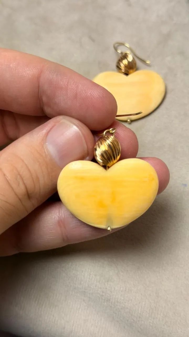 Brincos em Ouro 14k e Marfim - Foto 2