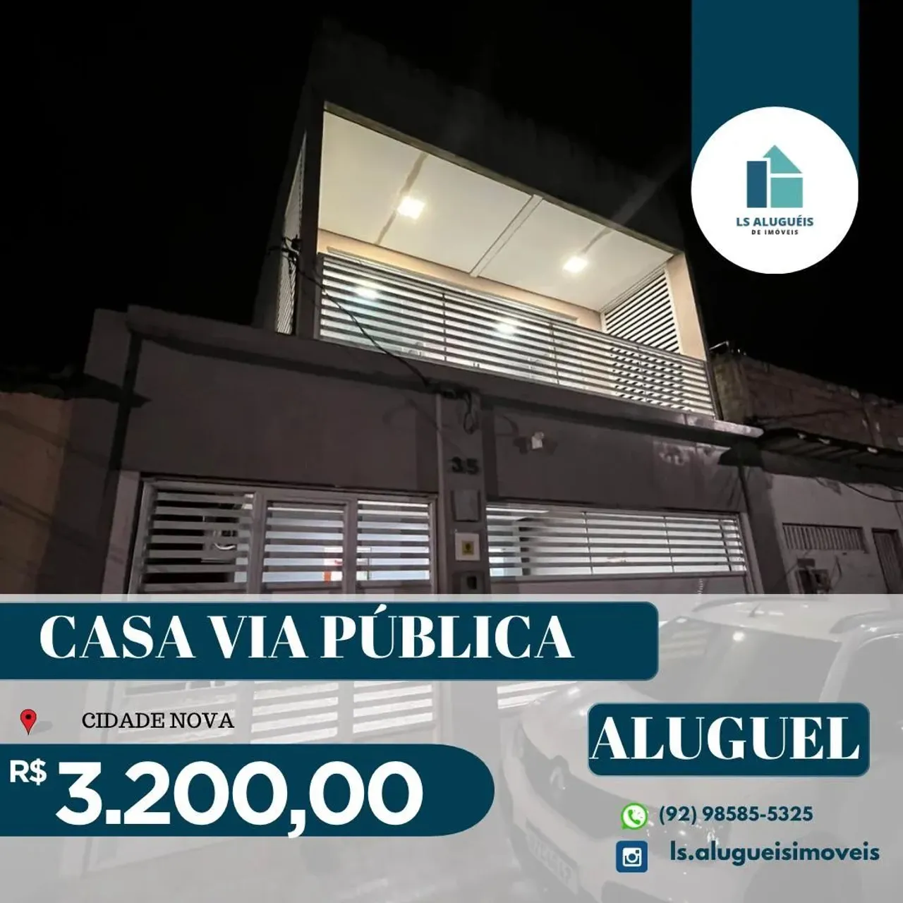 CASA VIA PÚBLICA CIDADE NOVA - Imóvel para aluguel tem com 3 quartos em Cidade Nova - Mana