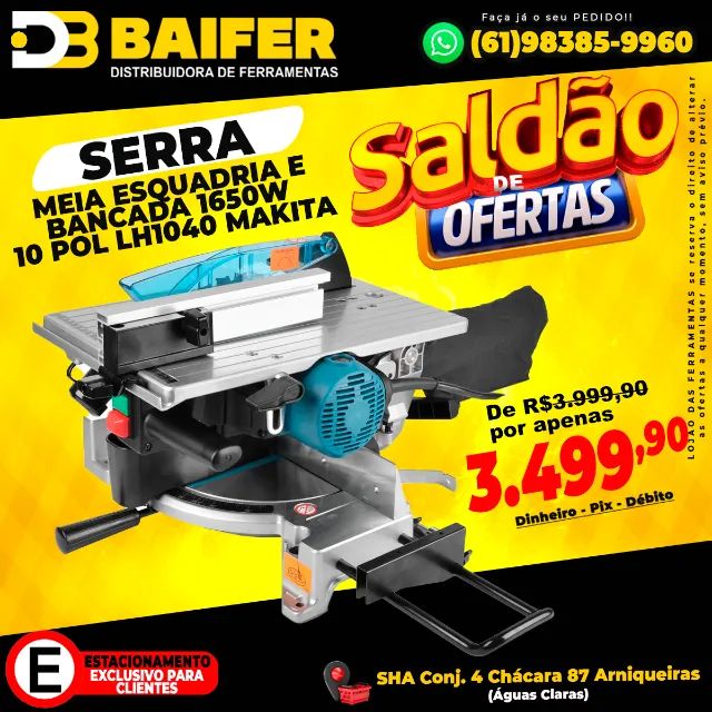 Serra Meia Esquadria e Bancada 1650w 10 Pol LH1040 Makita