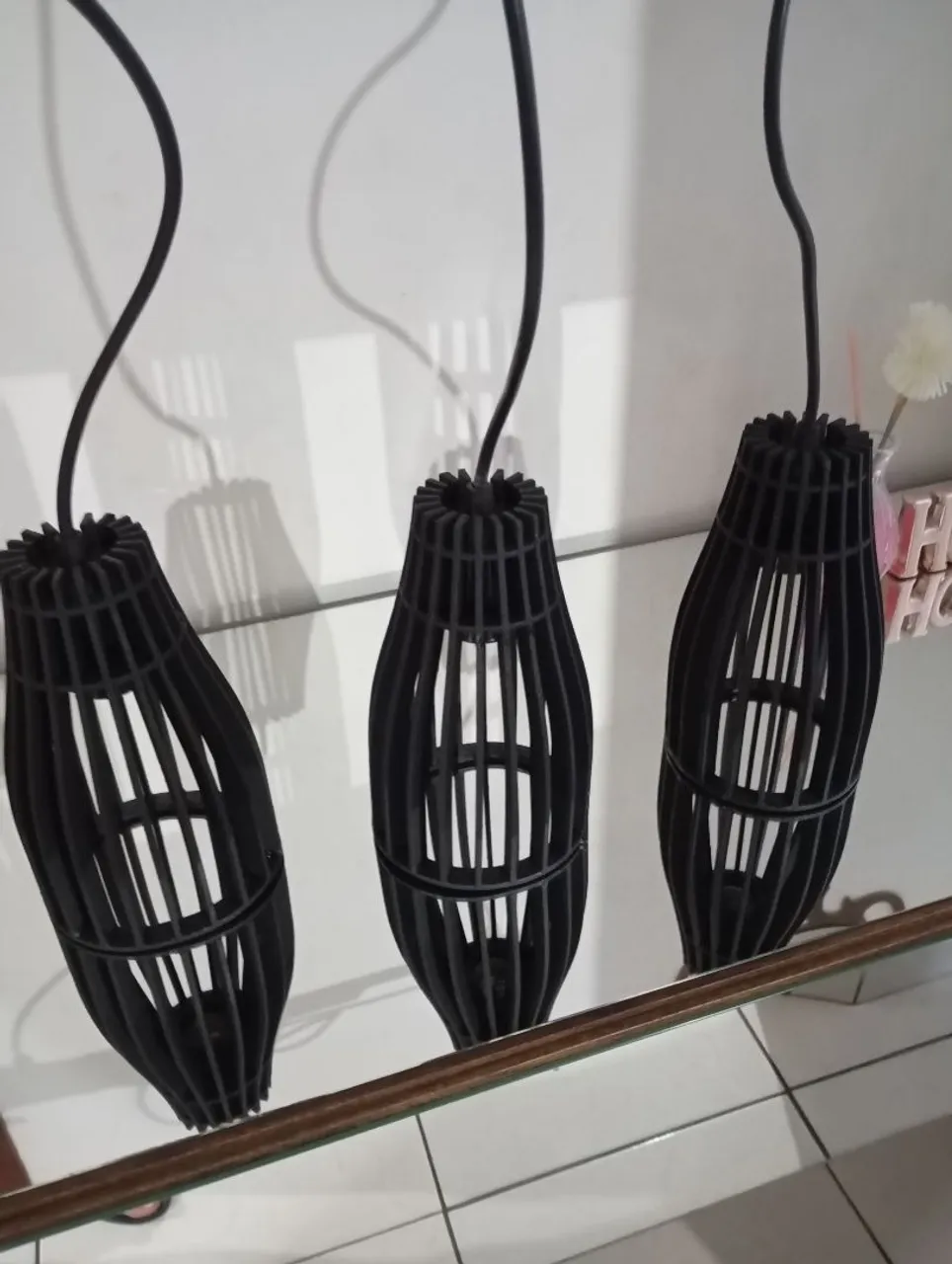 Lustre Moderno com 3 lâmpadas preto