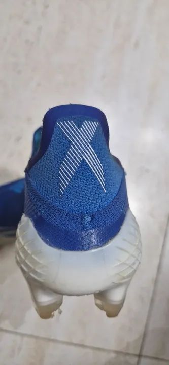 Excelente Chuteira Adidas X Speedflow+ FG Sem Cadarço - azul / Campo - Foto 5