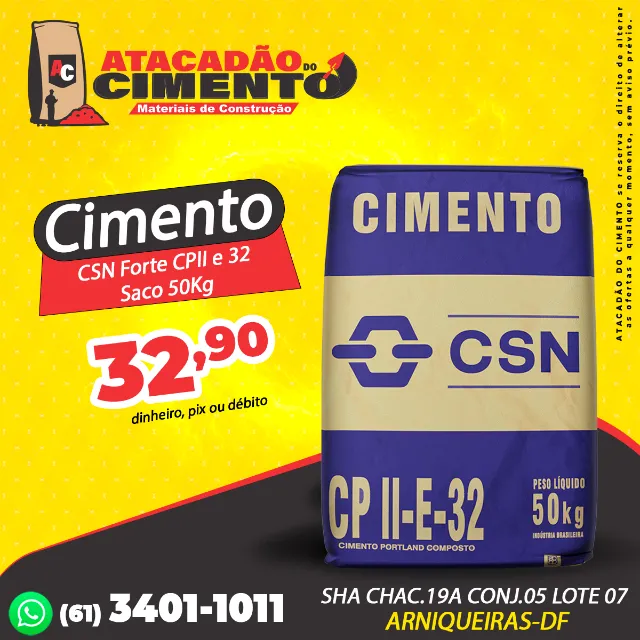 Cimento CSN Forte CPII e 32 Saco 50Kg