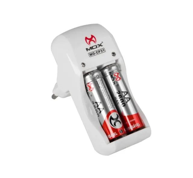 KIT Carregador de Pilha c/2 Pilhas AA 2600MHA Mox - Foto 4