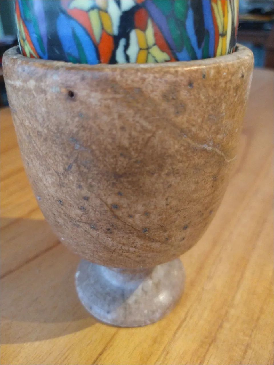 Vaso Decorativo em Pedra (com vela em formato oval) - Foto 2