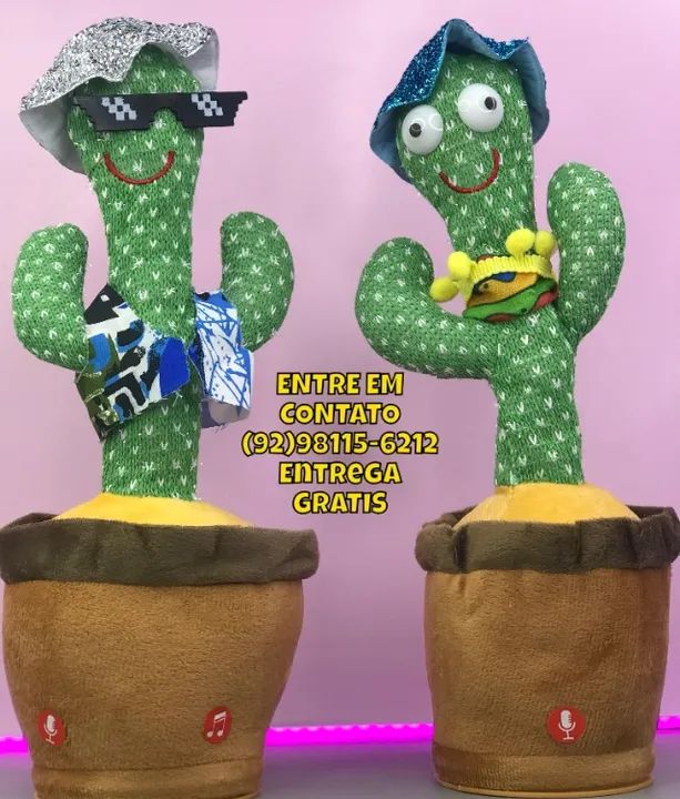 Cacto Dançante Músical com luzes / Repete e Canta