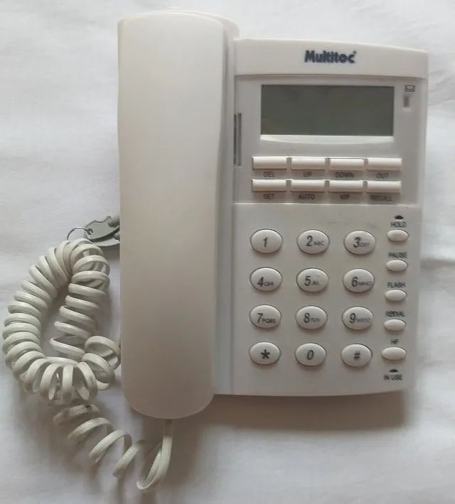 Aparelho de telefone fixo, marca multitoc, com identificador de chamadas,