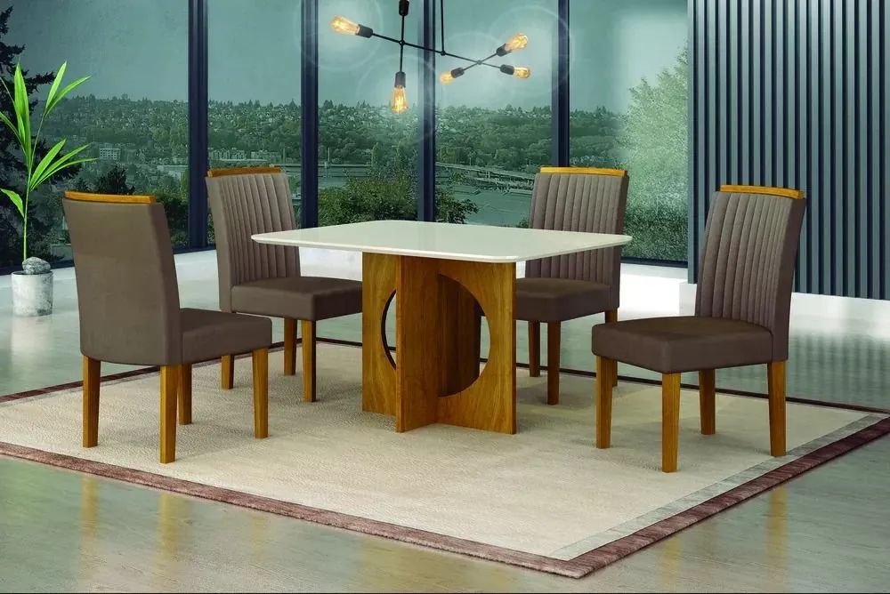 Mesa de Jantar 4 Cadeiras Madeira Maciça - Foto 2