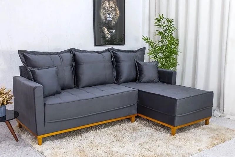 Sofá 3 Lug. Milão C/Chaise Lado Esquerdo Veludo Larg. 2.30m - Molas Ensacadas