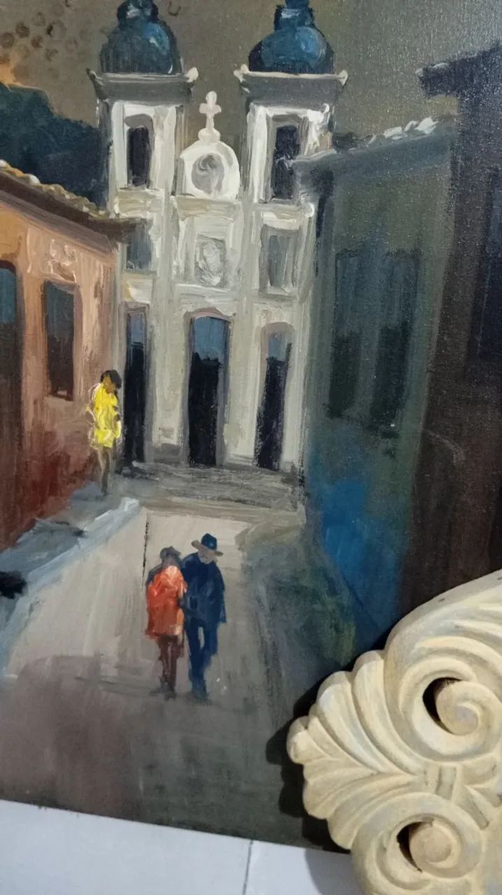 Pintura a óleo: Cena de Rua Clássica