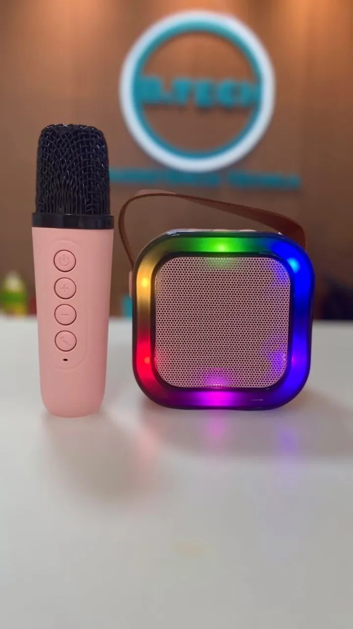 Caixa de som com microfone 