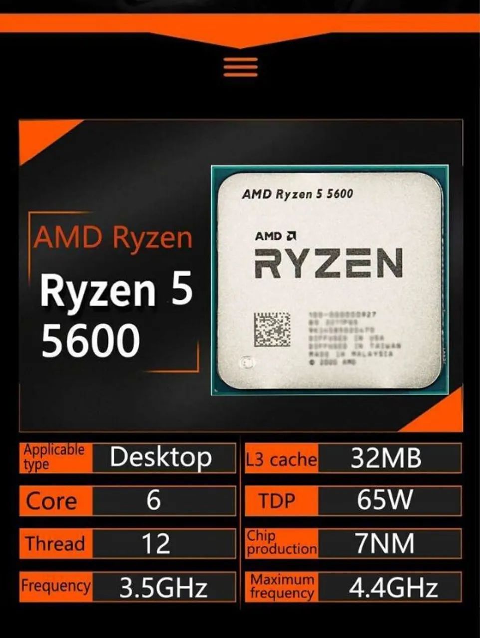 Ryzen 5 5600 3.6Ghz, 6 núcleos e 12 threads - Foto 2