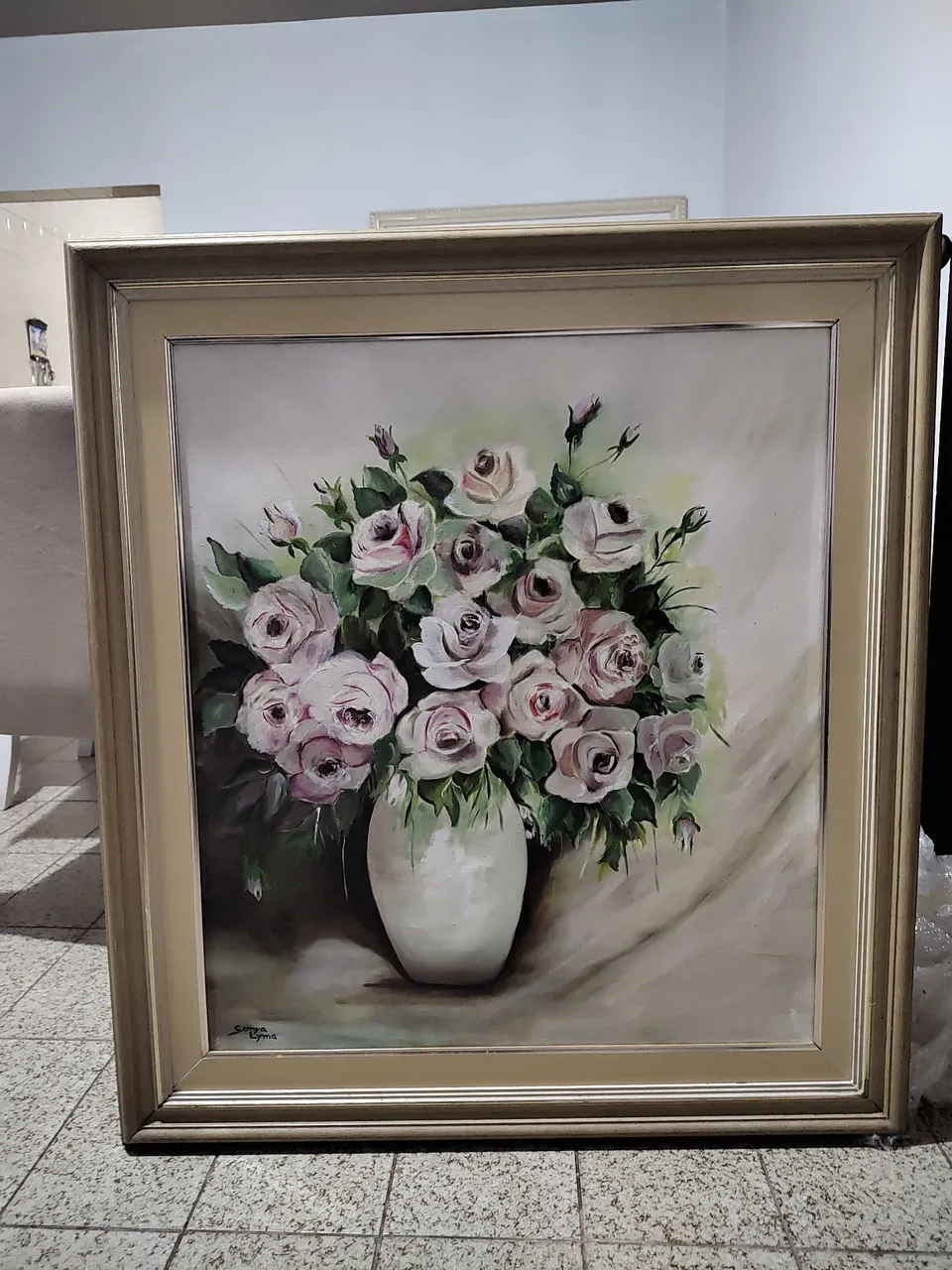 Quadro de Flores em Vaso - Pintura Original