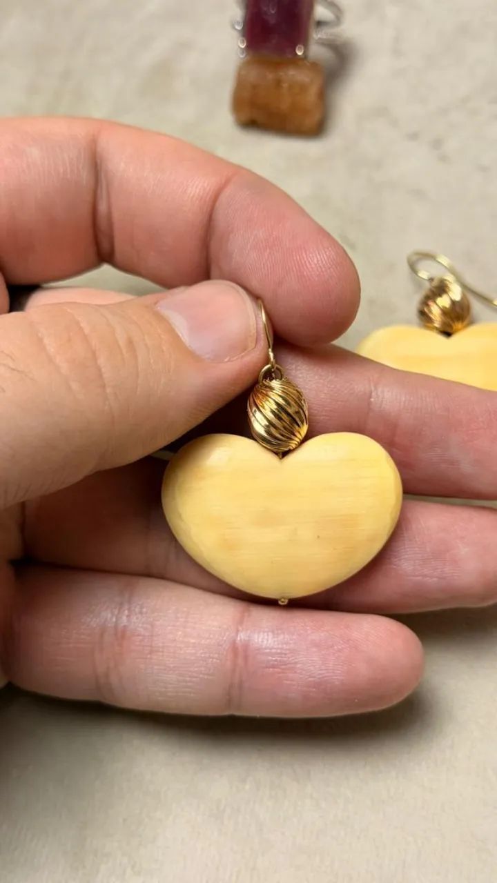 Brincos em Ouro 14k e Marfim - Foto 3