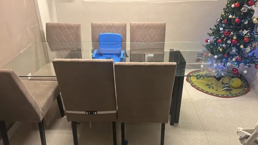 Rectangular glass dining table for 6 people64363875985539122