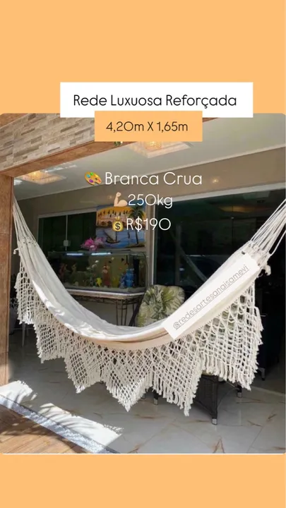 Rede de Descanso Luxuosa Reforçada - Branca Crua