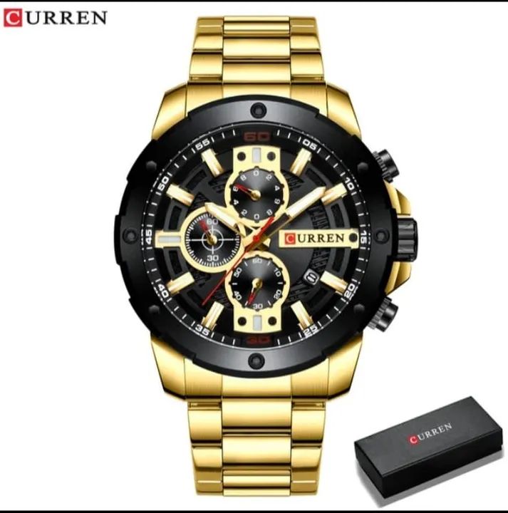 Relógio Masculino Curren Cronógrafo Dourado - Foto 2