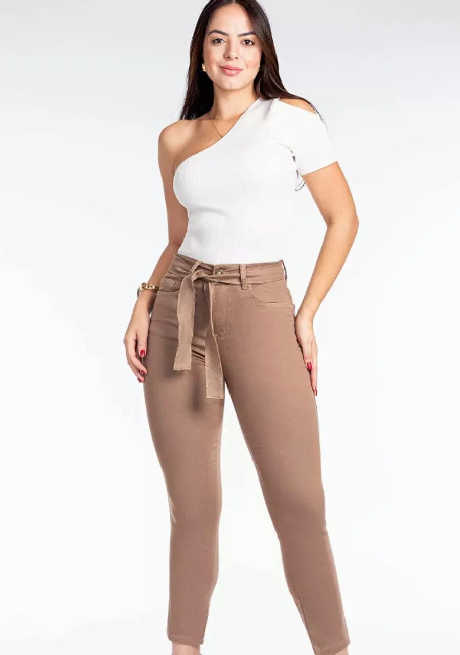 Calça mom Jeans Feminina Bege  - Foto 3