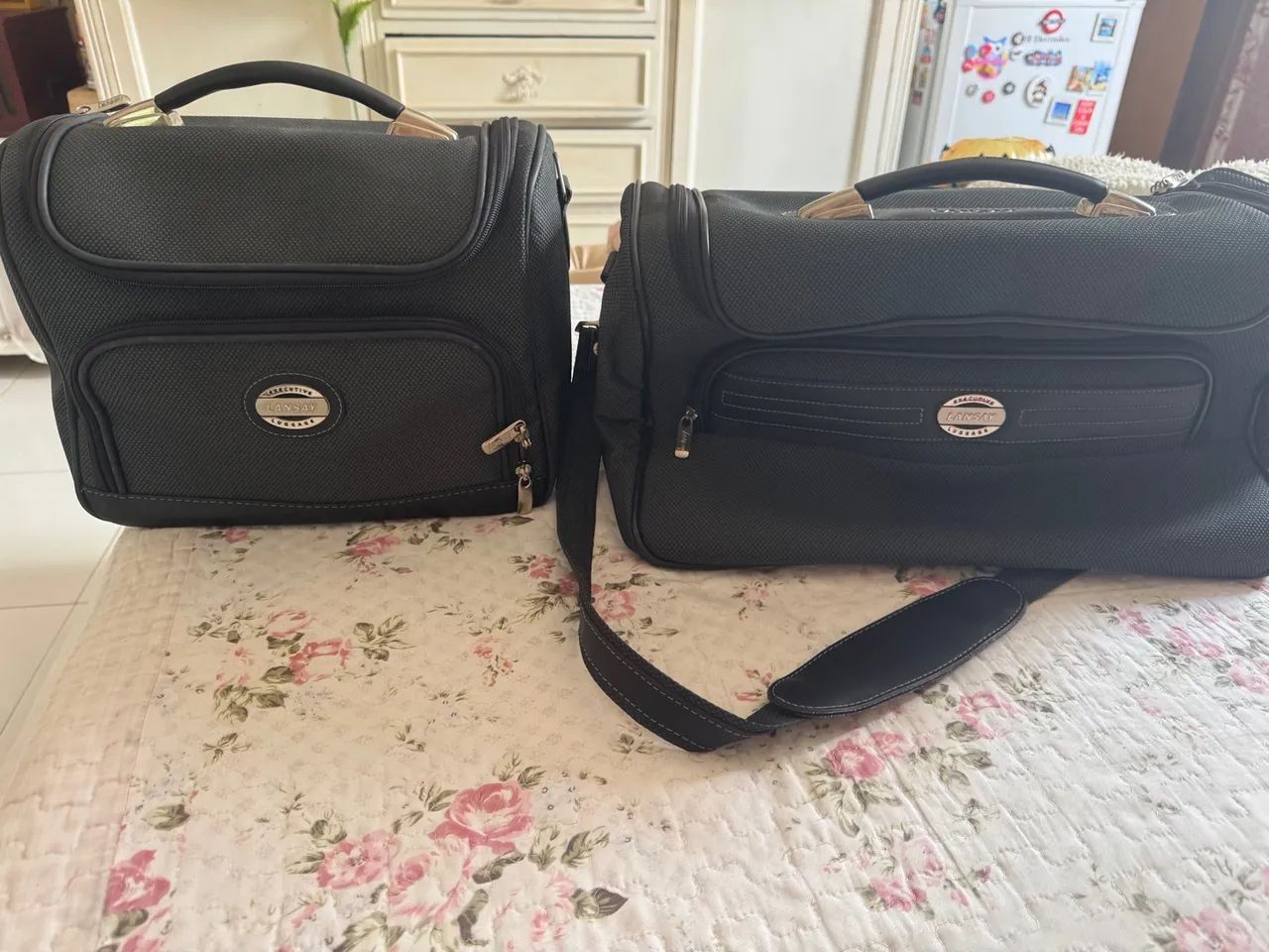 Kit de 2 malas de viagem Lansay - Preta muito conservada - Foto 3