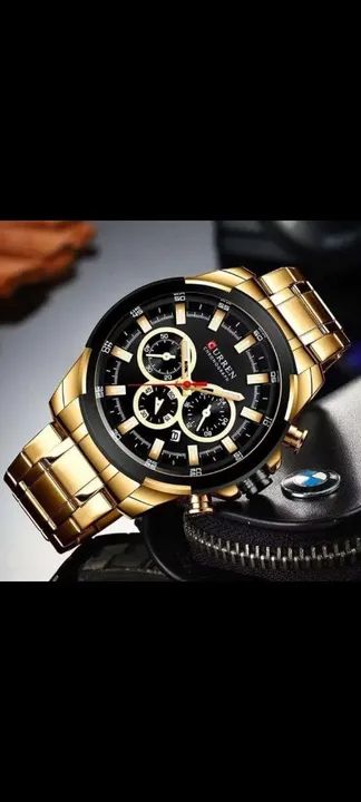 Relógio Masculino Curren Cronógrafo Dourado