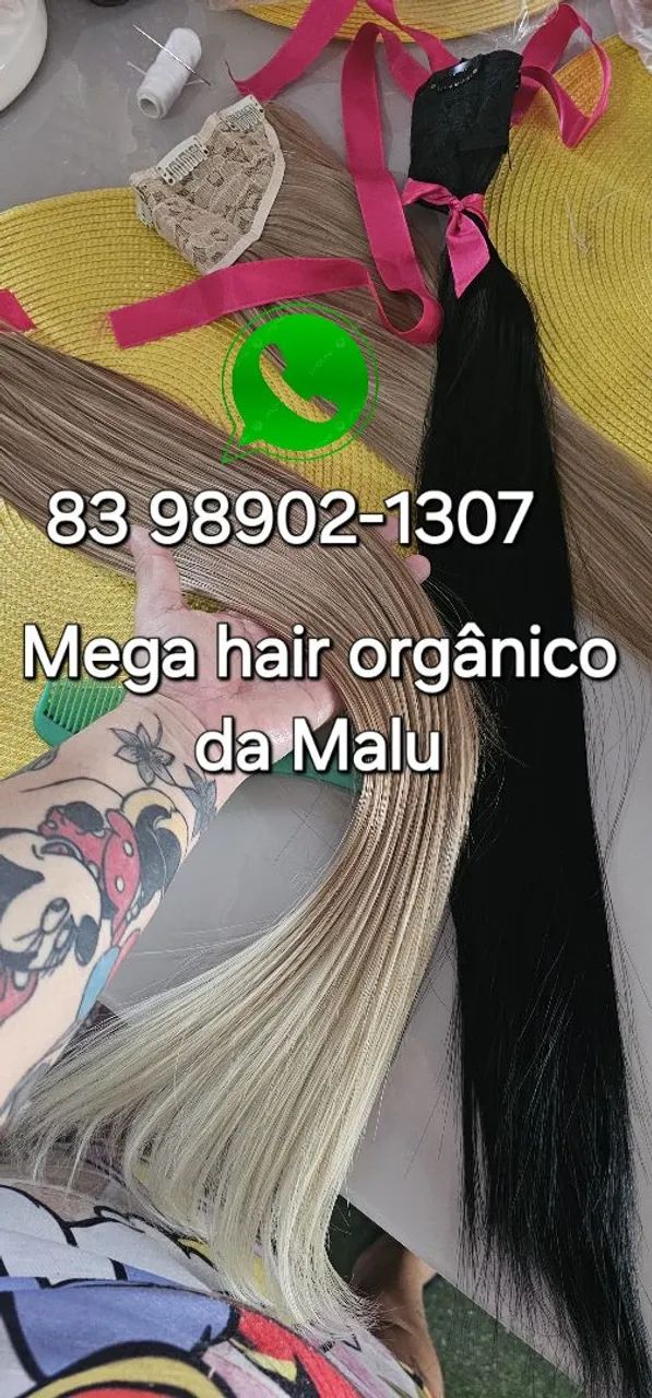 Mega Hair orgânico no tic tac Preto liso ondulado 150 gramas 70cm Entrega gratuita em JP - Foto 3