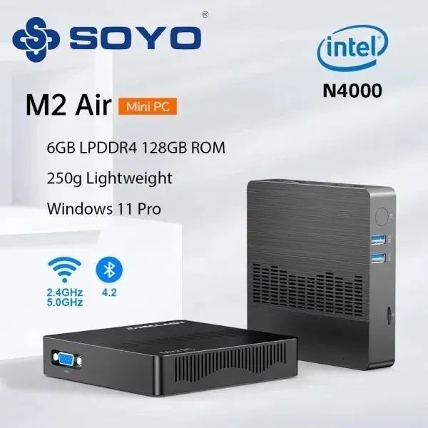 Mini PC SOYO M2 Air - Intel N4000 - 6GB RAM - 128GB SSD 