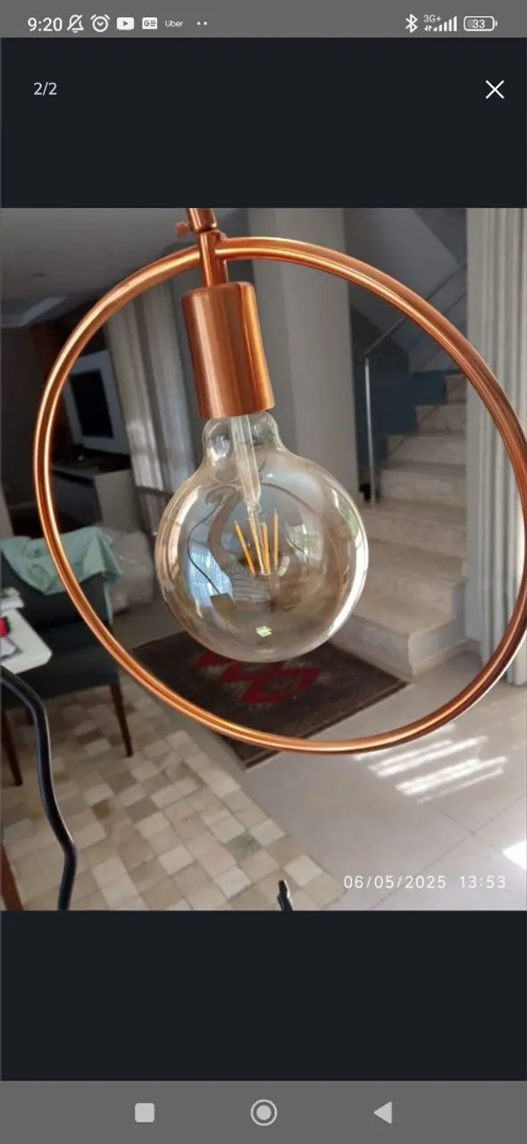 Luminária Pendente Industrial com Lâmpada de Filamento
