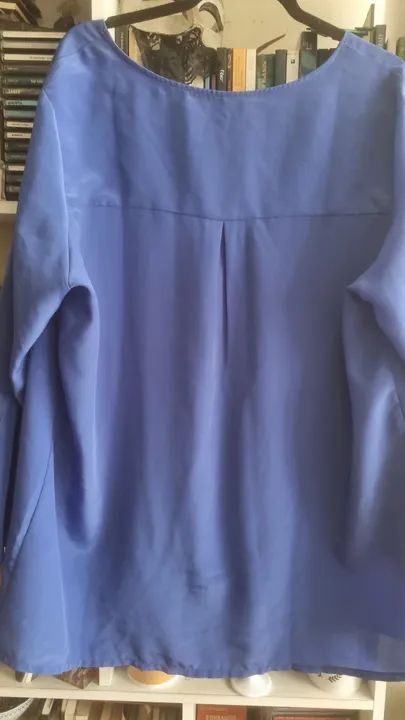 Bata de seda azul cobalto - plus size  - Foto 4