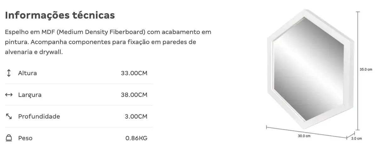 Espelho Tok&Stok Hexagon - Foto 3