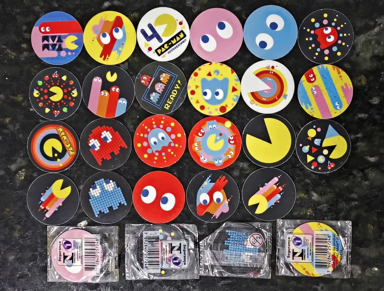 Coleção de Tazos Pac-Man Elma Chips
