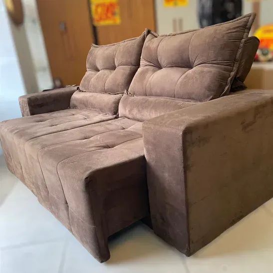 Sofá Retrátil e Reclinável Lisboa 2,00 M Marrom