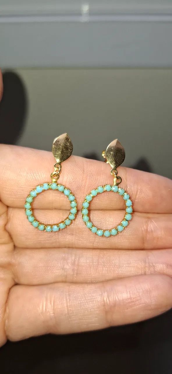 Brincos Azul e Dourado - Foto 4