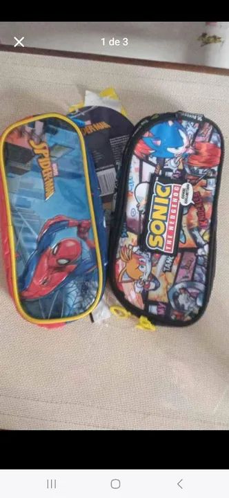 Estojo escolar Sonic e Homem Aranha - Foto 2