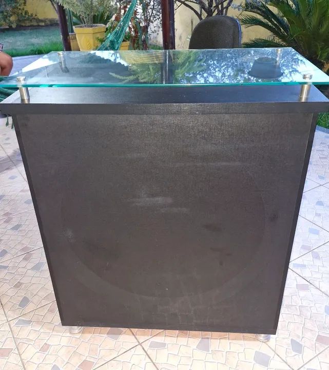 Mesa de recepção Preta com Tampo de Vidro.  - Foto 3