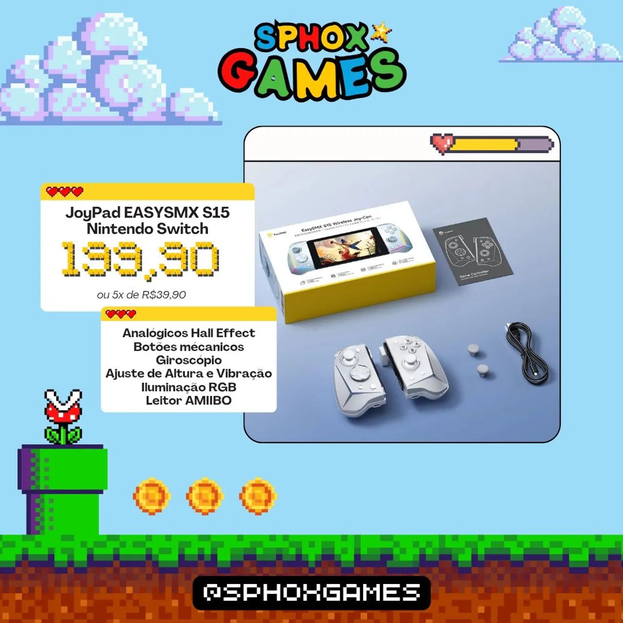 JoyPad EASYSMX S15 *Nintendo Switch V1/V2 e OLED - Peças e