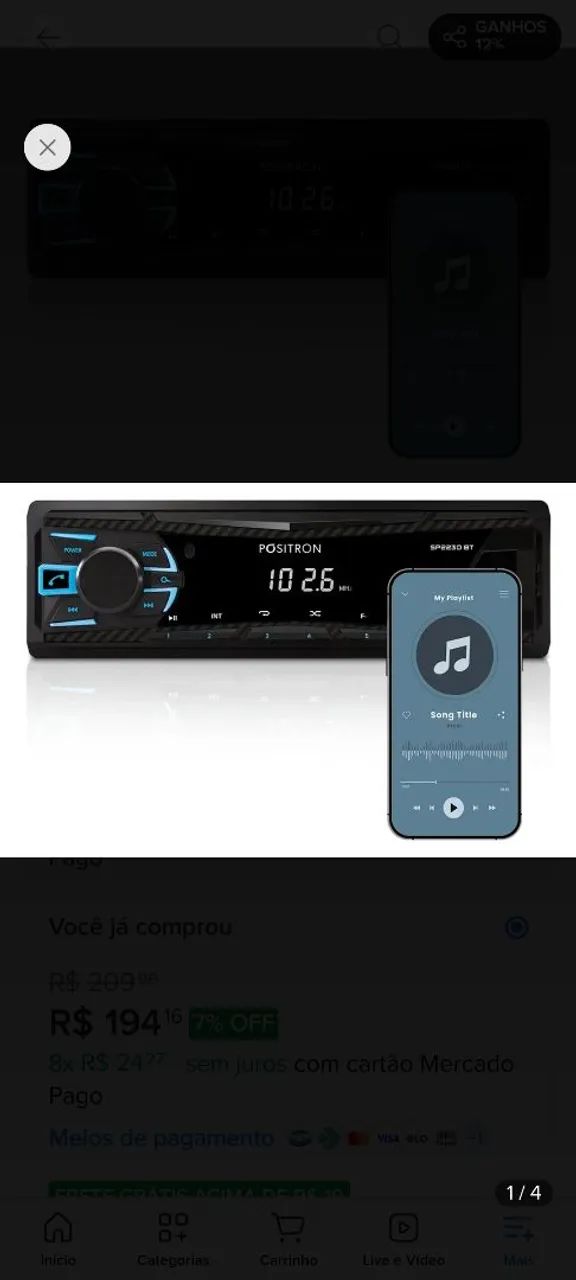 Sim automotivo Positron 2230bt Android Bluetooth