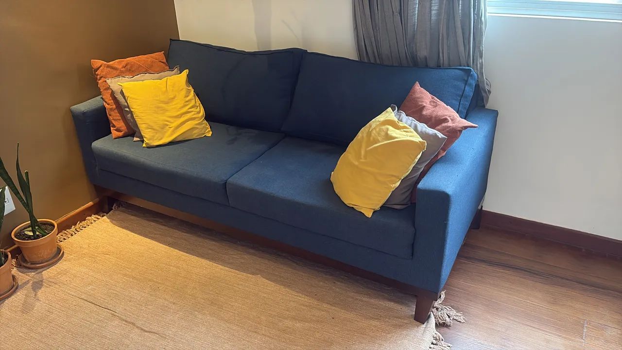 Sofá Linho Azul - 180cm