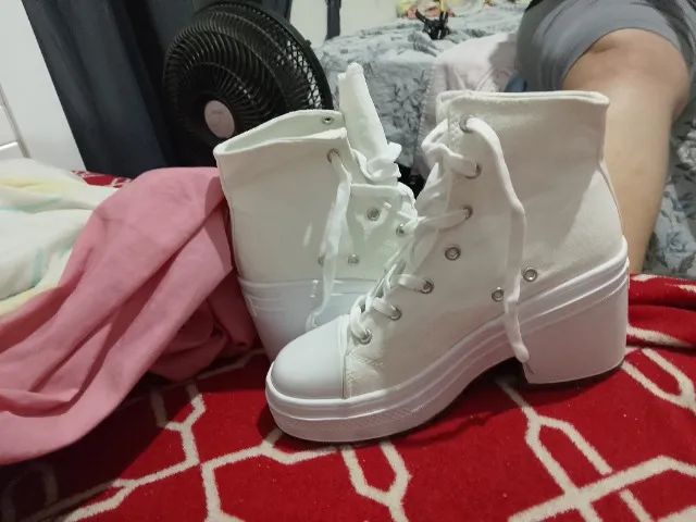 Bota cano alto e salto estilo all star - Foto 2