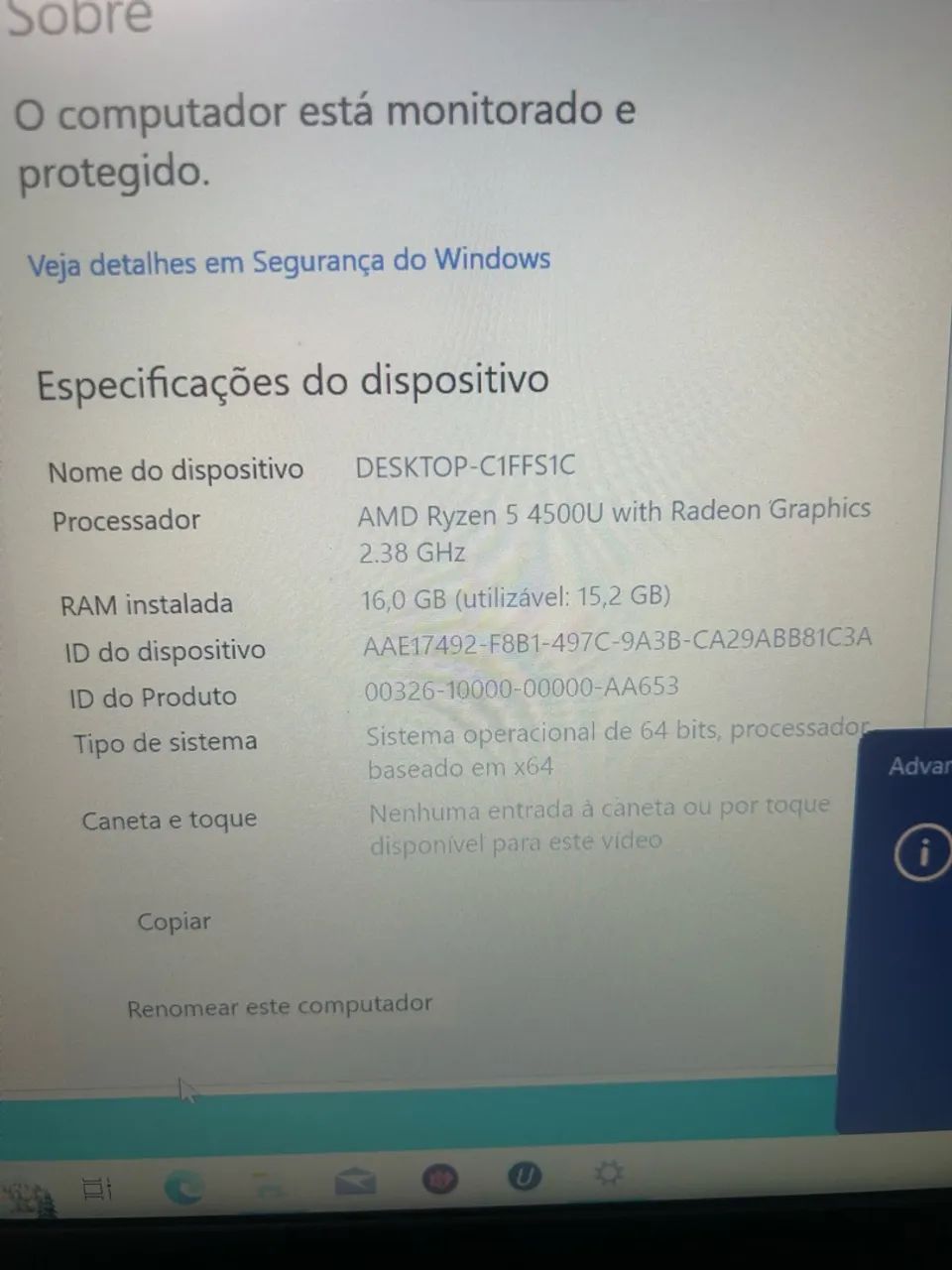 Notebook Lenovo thinkpad Ryzen 5 16gb ram ssd256gigas  - Foto 5
