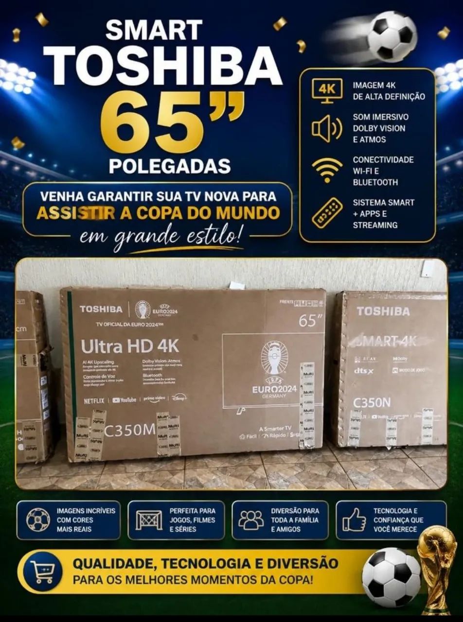 Smart Tv 65P Toshiba Nova com NF