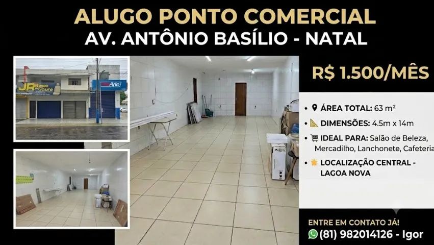 Aluguel - Ponto Comercial - 63m² - na Av. Antônio Basílio - Lagoa Nova - Oportunidade! - Foto 2