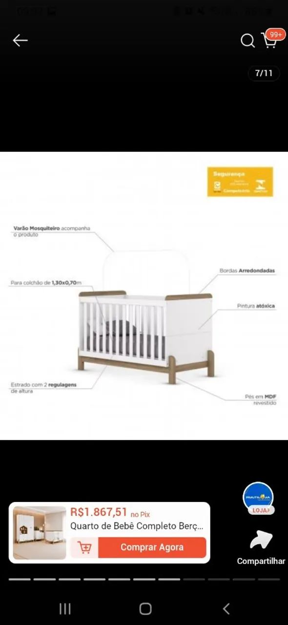Berço vira cama com colchao - Foto 5