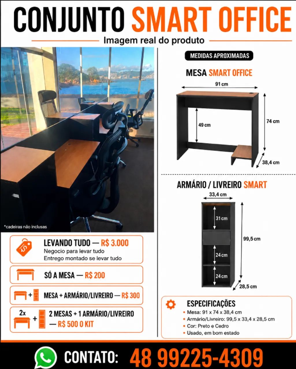 Conjunto Plataforma de Trabalho Mesas + Armários/Livreiros