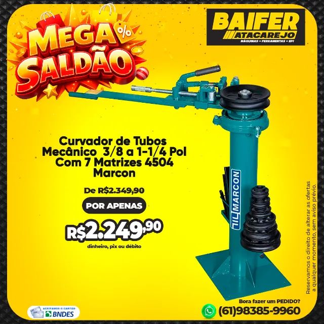 Curvador de Tubos Mecânico 3/8 a 1-1/4 Pol Com 7 Matrizes 4504 Marcon