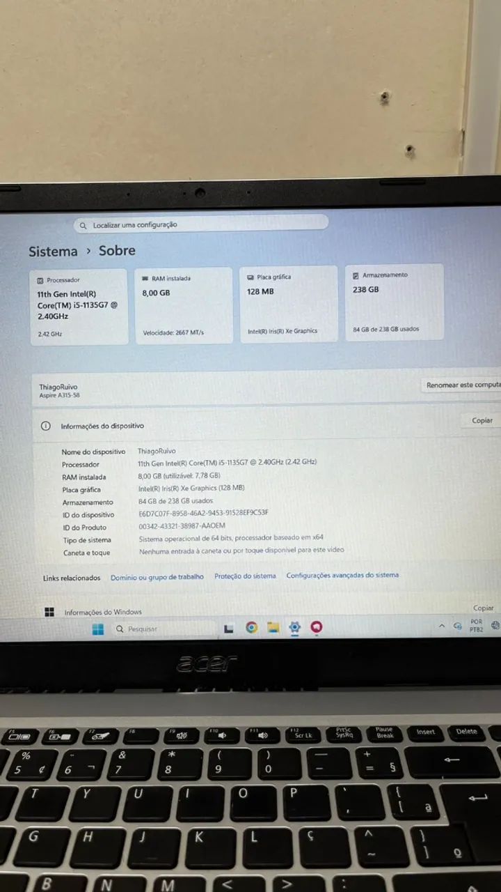 NOTEBOOK ACER ASPIRE 3 11ª GERAÇÃO - RÁPIDO, MODERNO E ZERADOOO - Foto 3