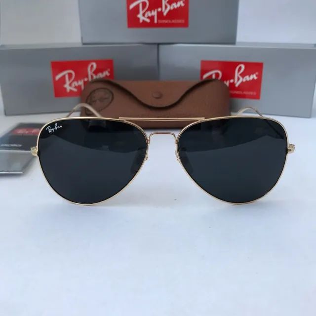 óculos de sol ray ban aviador  tradicional lentes de cristal