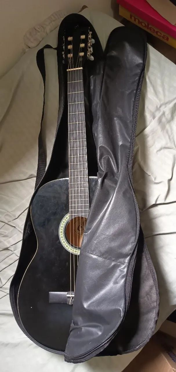 Violão preto com capa - Foto 2
