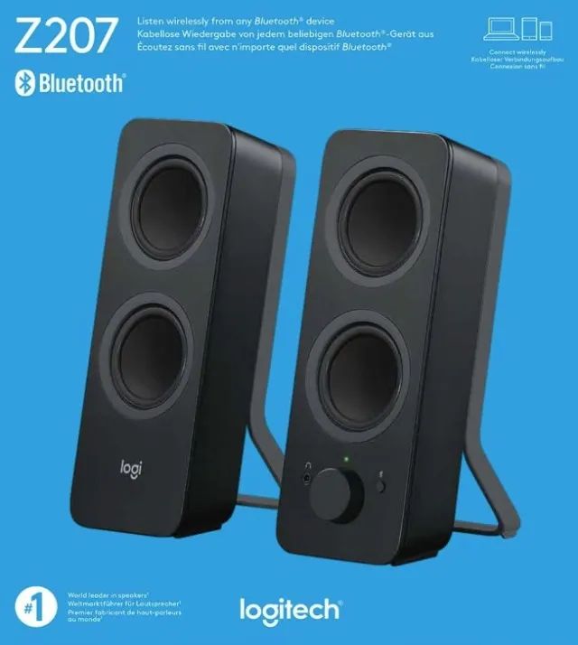 Caixa de som Bluetooth Logitech Z207 com Sistema 2.0 e conexão Bluetooth Nova Lacrada