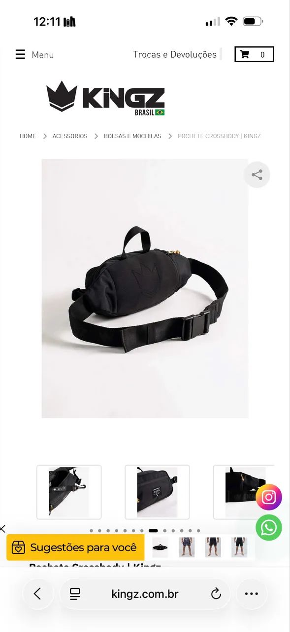 Pochete Cross Body Kingz Preta - Nova - Foto 2