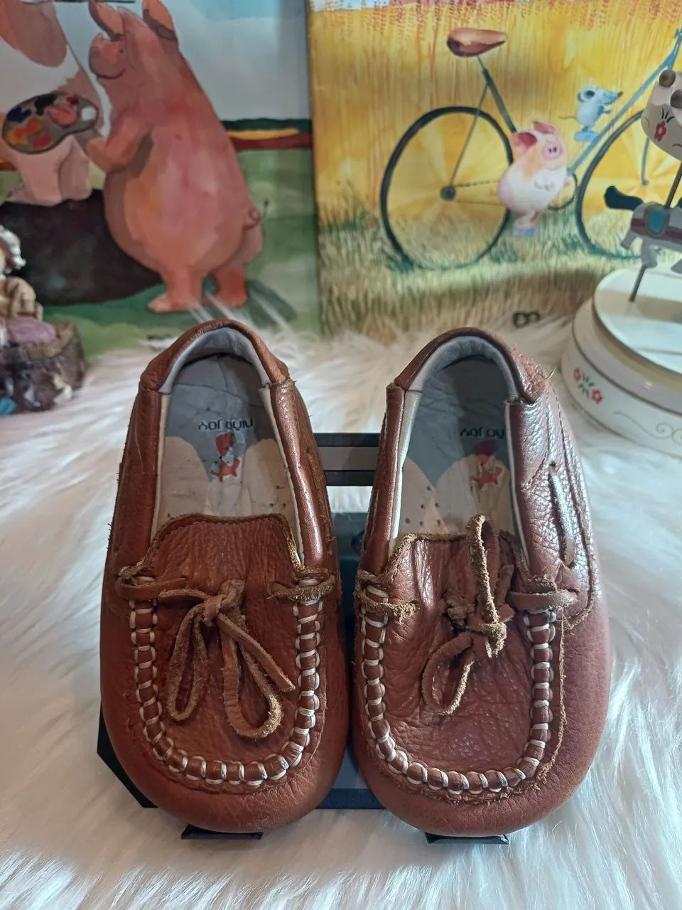 Mocassim de bebê em couro legítimo Nino Joy, marrom bem conservado.  - Foto 2
